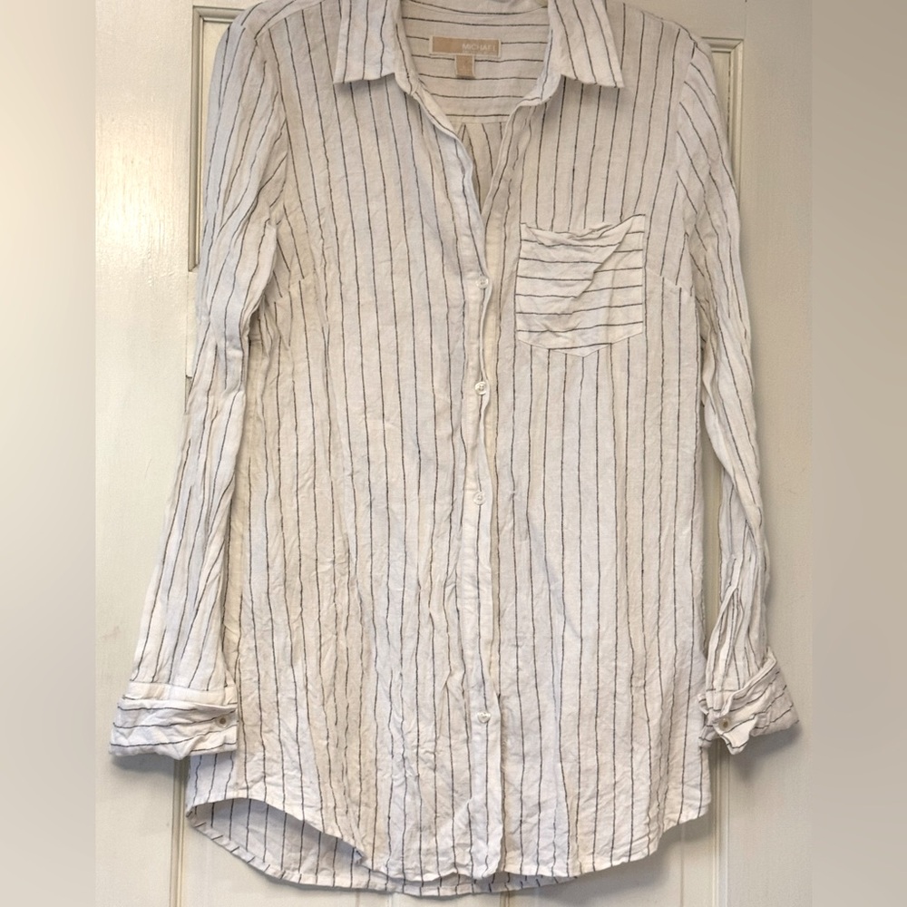 Michael Kors Navy and White Blouse‎ Chic Style
